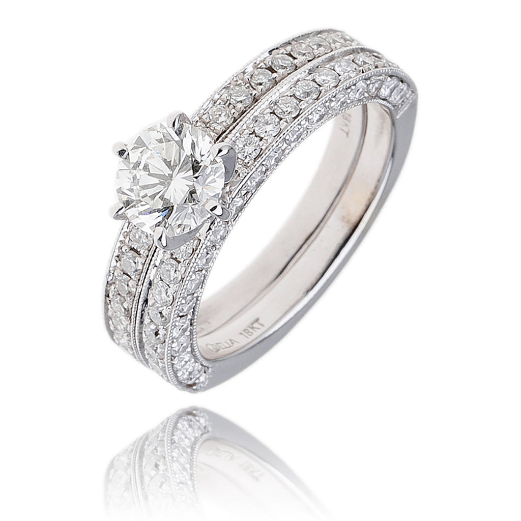 Designer Inspired 18K 2.35 Ct Diamond Engagement Ring with Matching Diamond Set Wedding Band Default Title