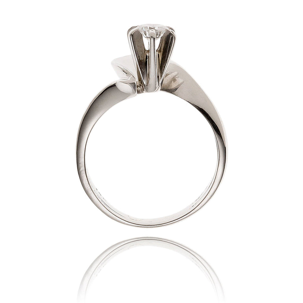 18K White Gold .23 Carat Diamond Swirl Engagement Ring & Matching Wedding Band Default Title