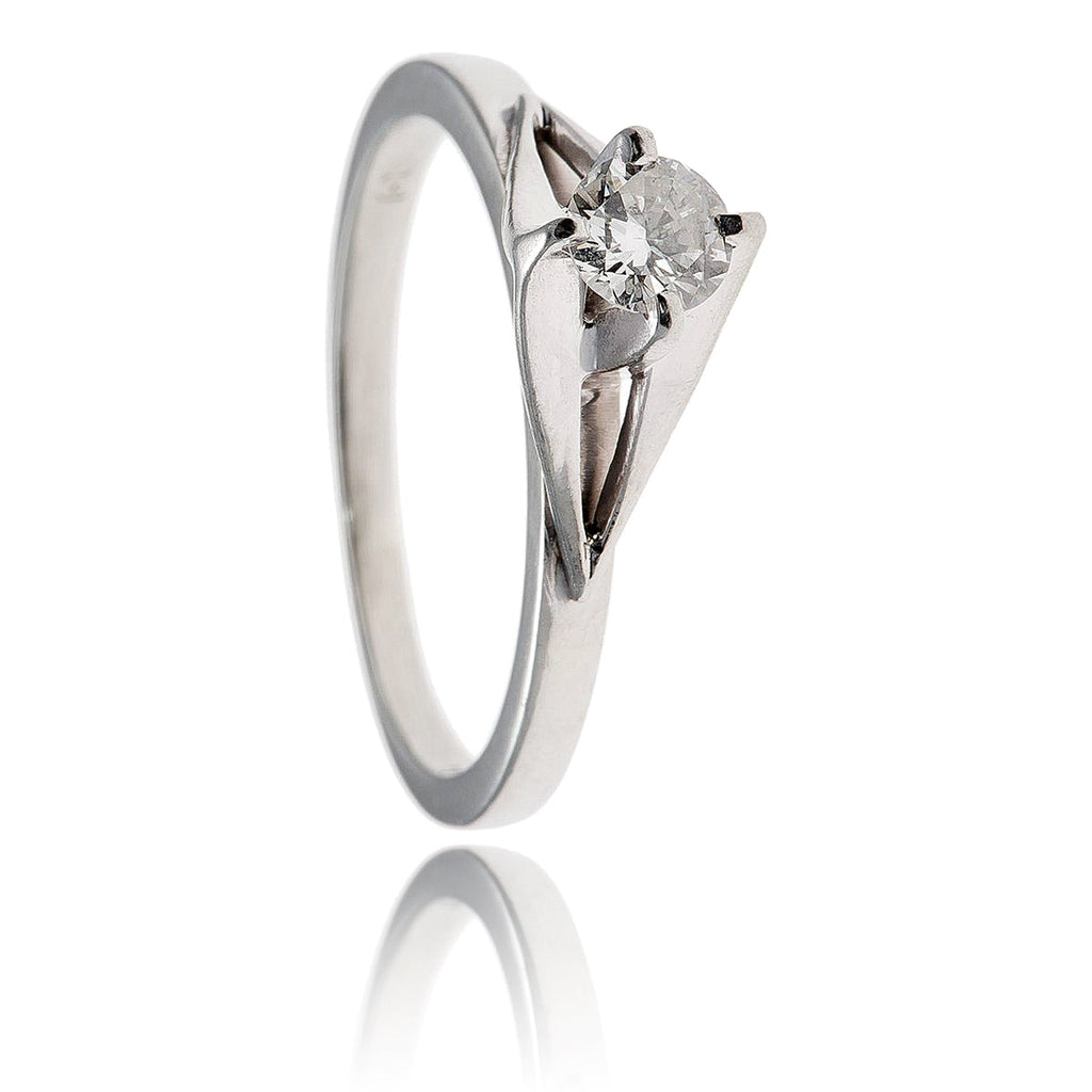 18KT White Gold .30 Carat Solitaire Diamond Engagement Ring with Split Shoulders Default Title