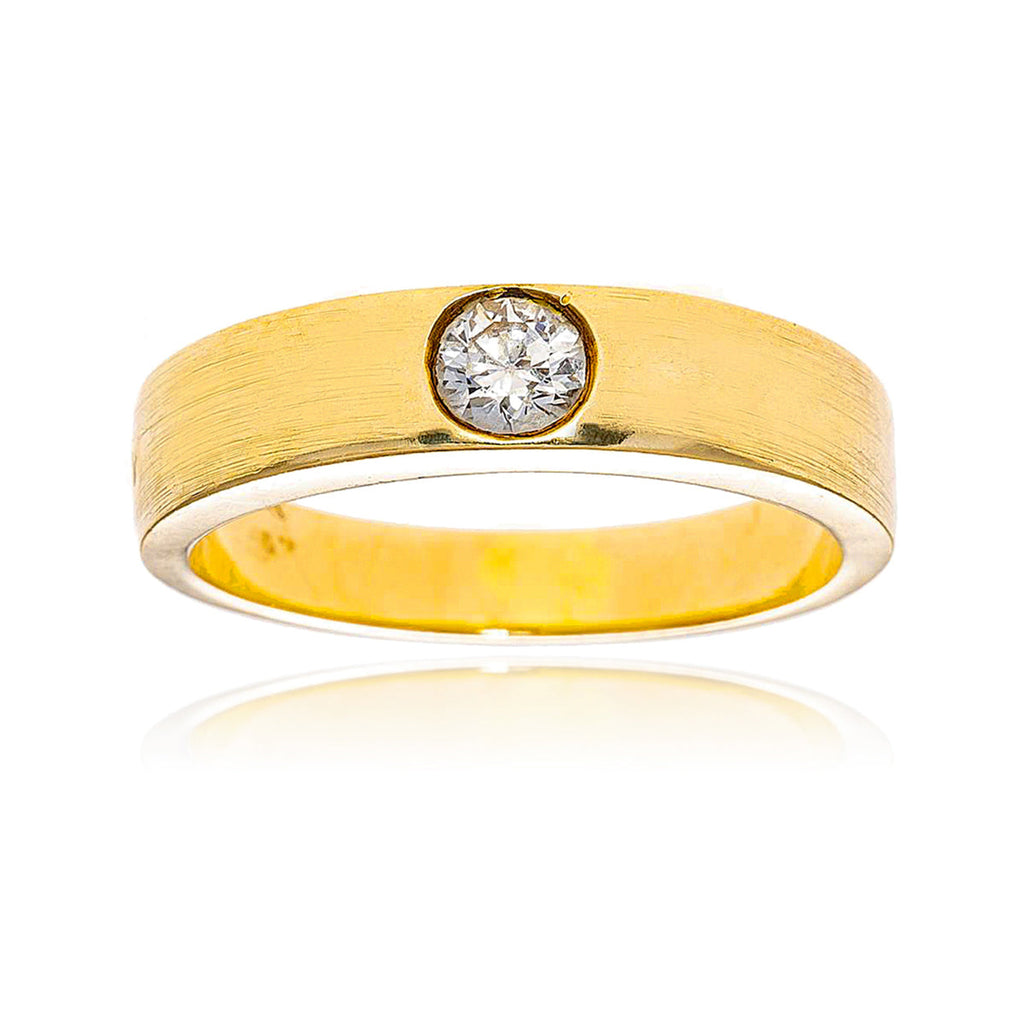 14KT Yellow Gold Bezel Set Diamond Solitaire Band Style Ring Default Title