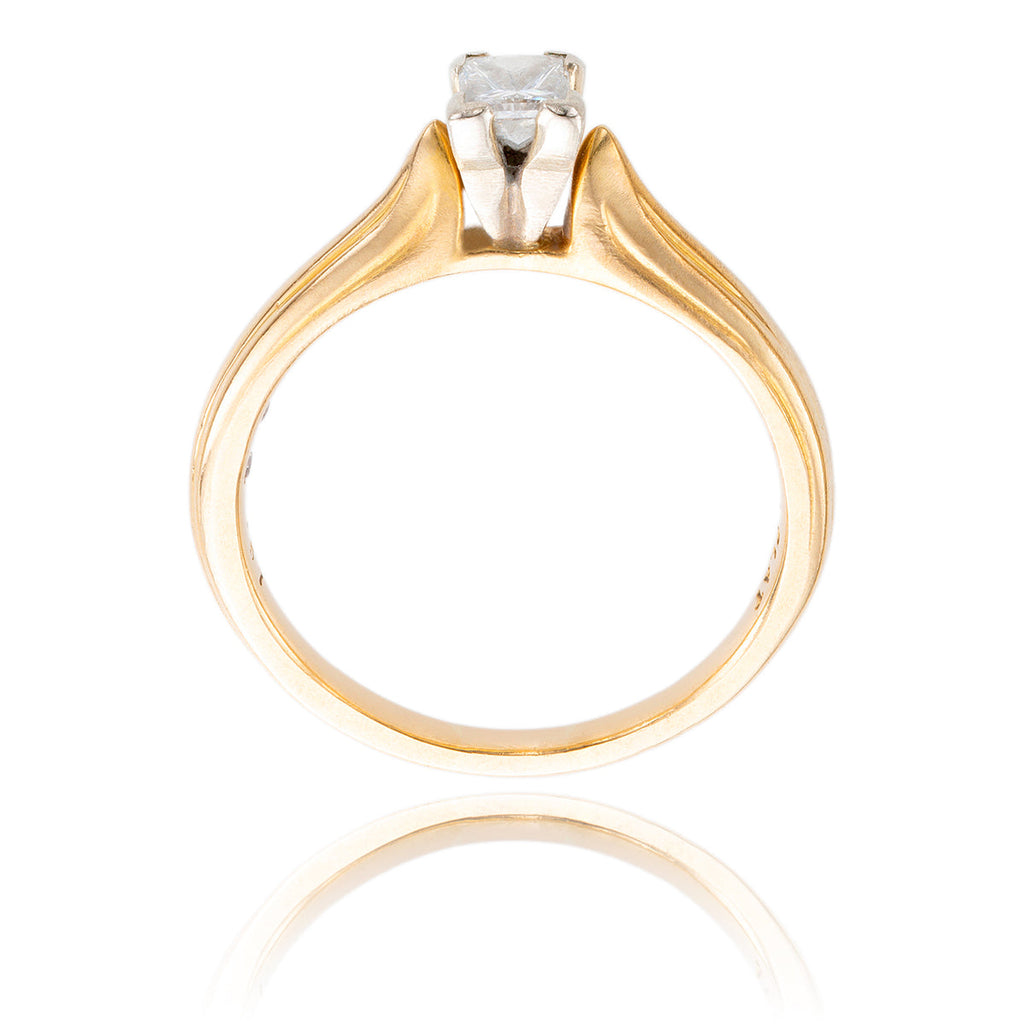 18KT Yellow Gold and Platinum .40 Carat Princess Cut Diamond Solitaire Ring Default Title