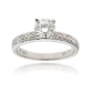 14K White Gold Double Row & Four Prong Diamond Engagement Ring Default Title