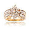 10KT Yellow Gold and Rhodium Enhanced Marquise Shaped Diamond Cluster Ring Default Title