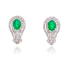 18K White Gold Custom Emerald & Diamond Omega Back Earrings Default Title