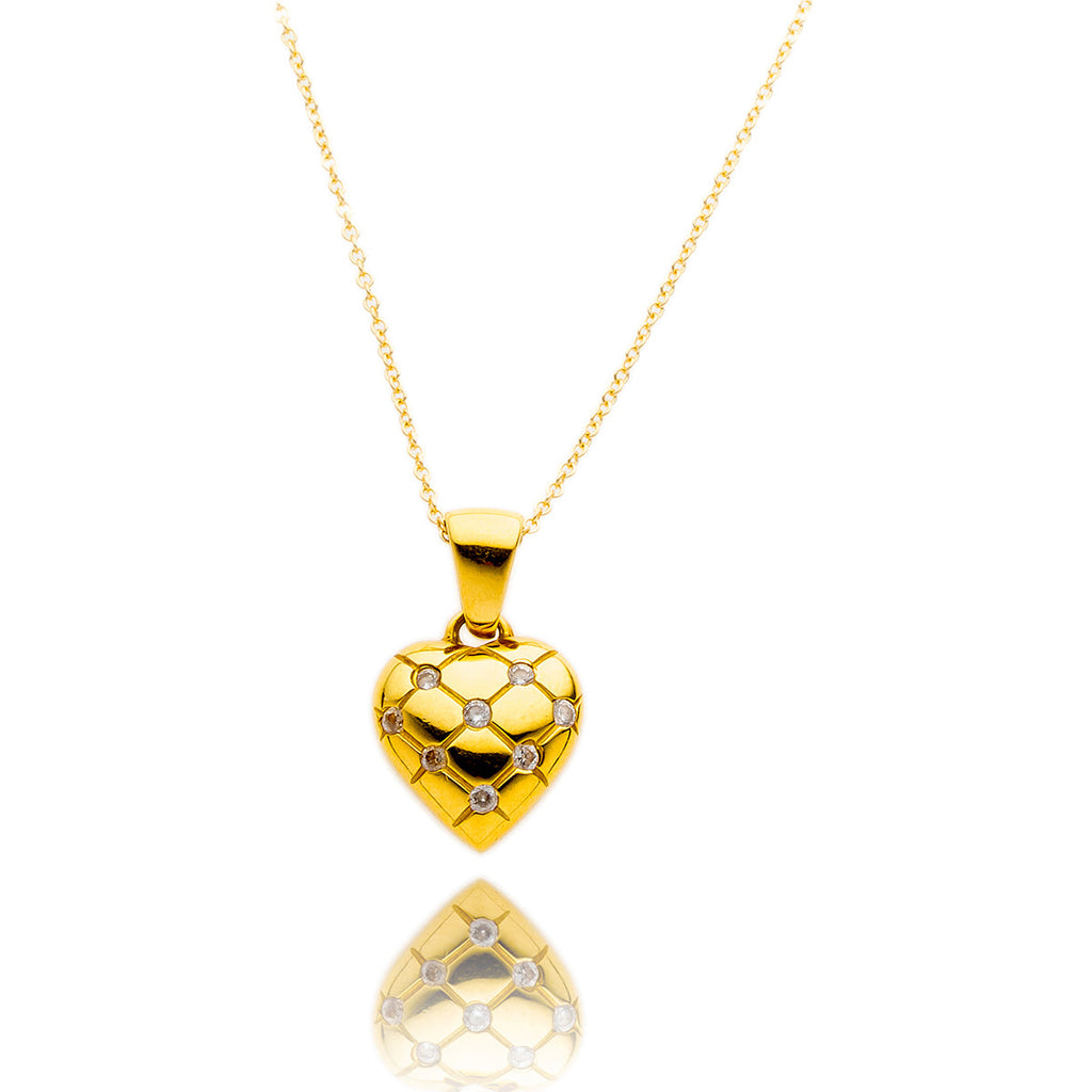 18K Diamond Heart Pendant with 14K Yellow Gold Chain Default Title