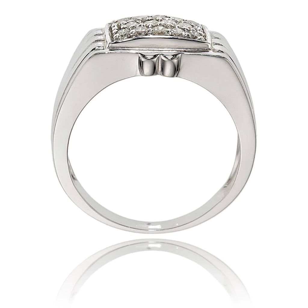 Gentlemen's 18K White Gold Rectangular Shape Diamond Cluster Ring, .41 ctw Default Title