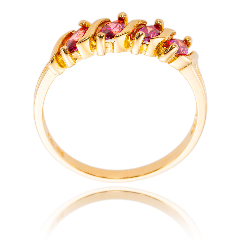 14K Yellow Gold  4-Across Pink Stone  Marquise Ring Default Title