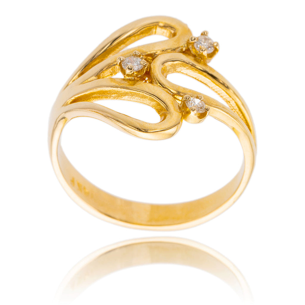 14K Yellow Gold Open Loop And Diamond Ring Default Title