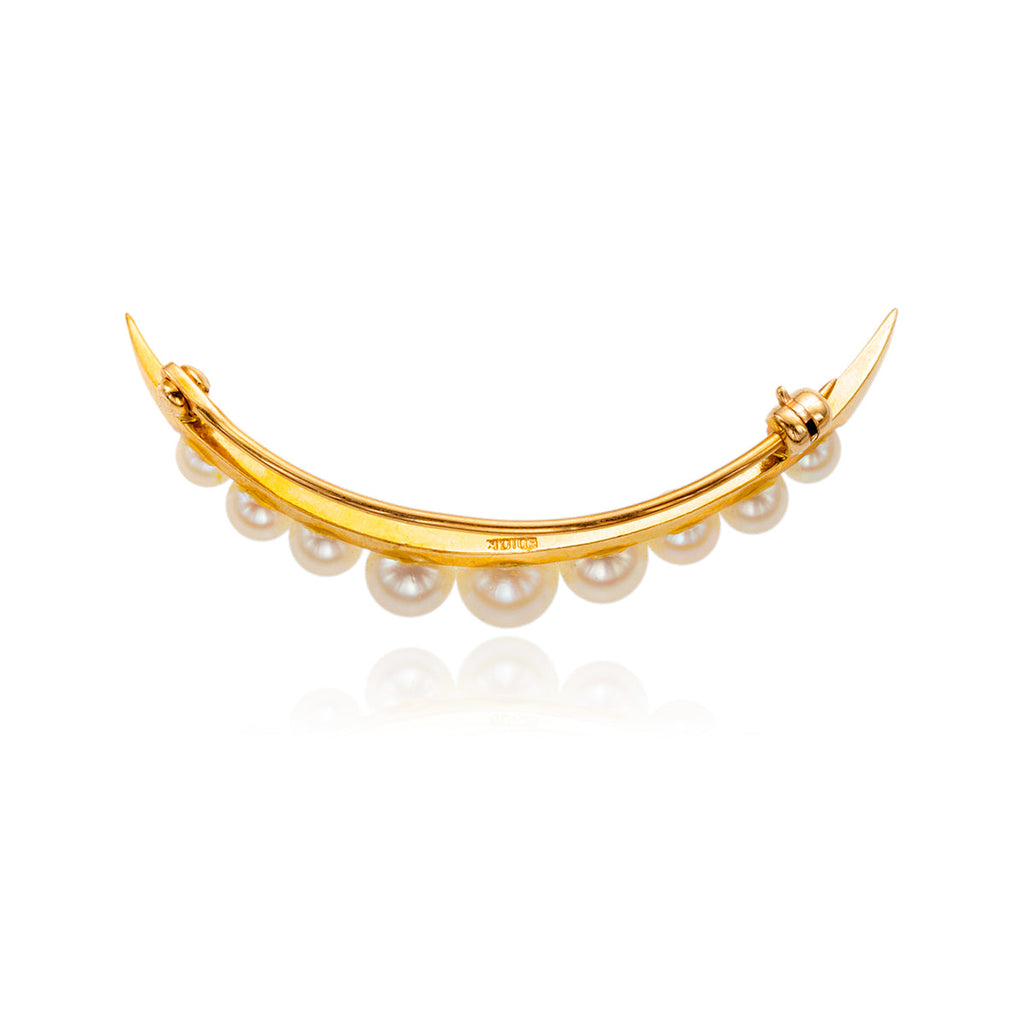 10K Yellow Gold Pearl Moon Brooch Default Title