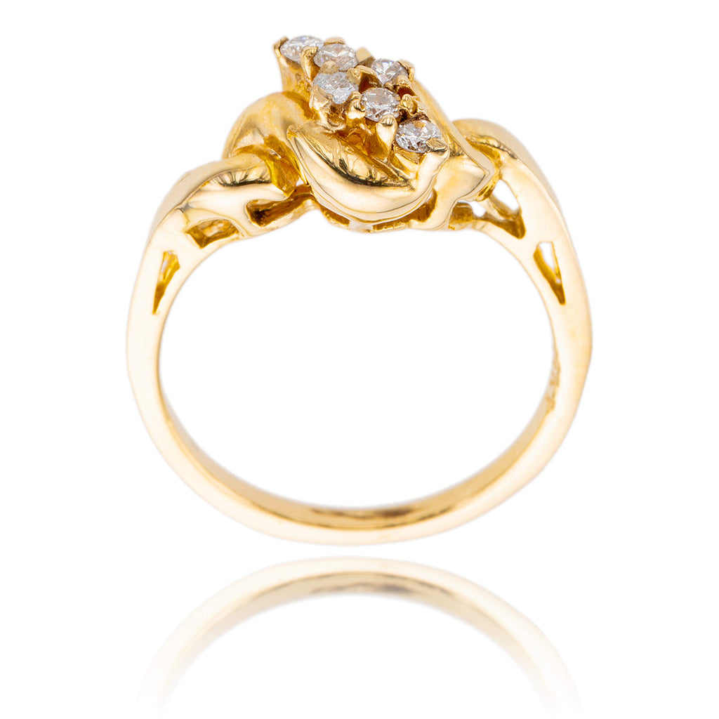 14K Yellow Gold Twist Diamond Ring Default Title