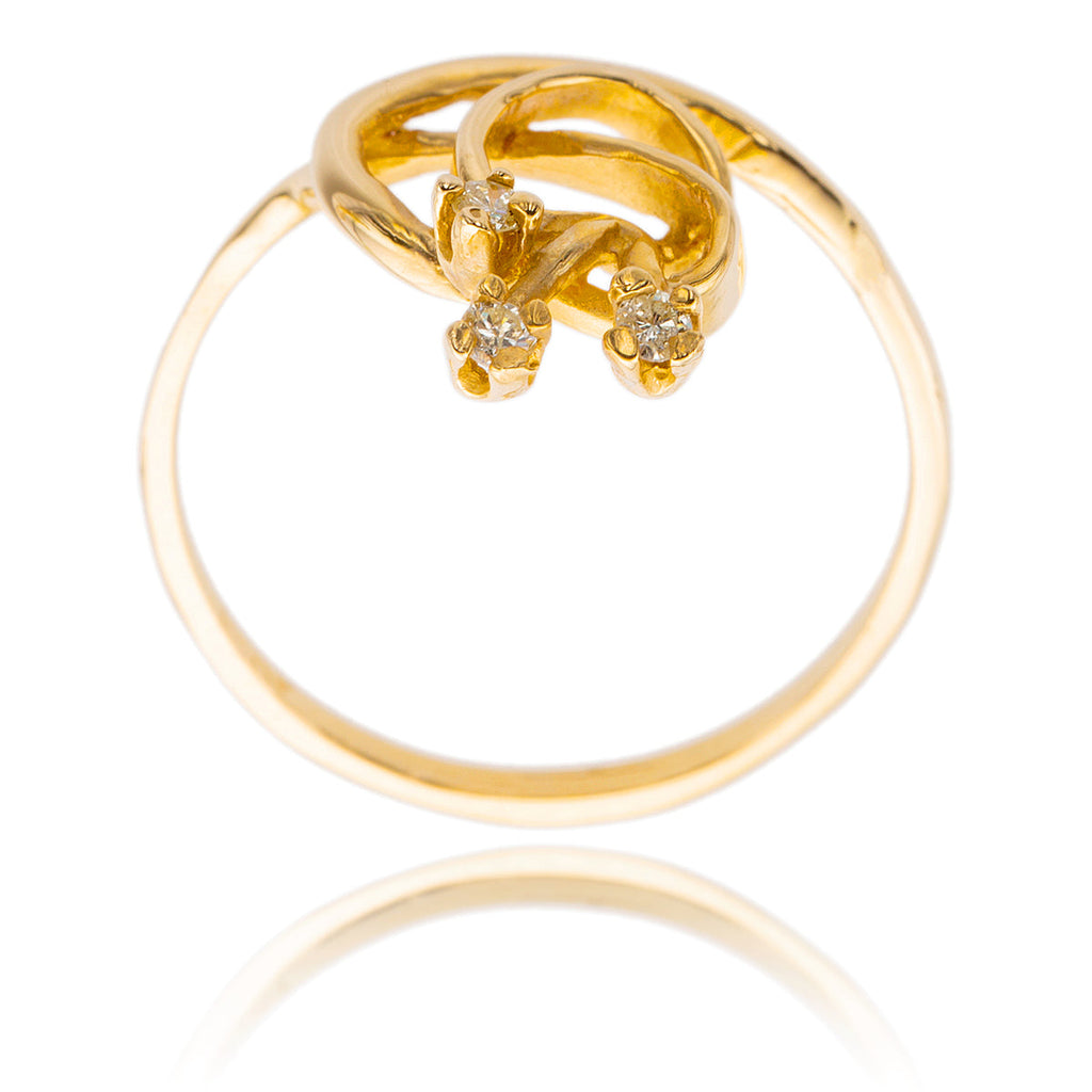 14K Yellow Gold Swirl Diamond Ring Default Title
