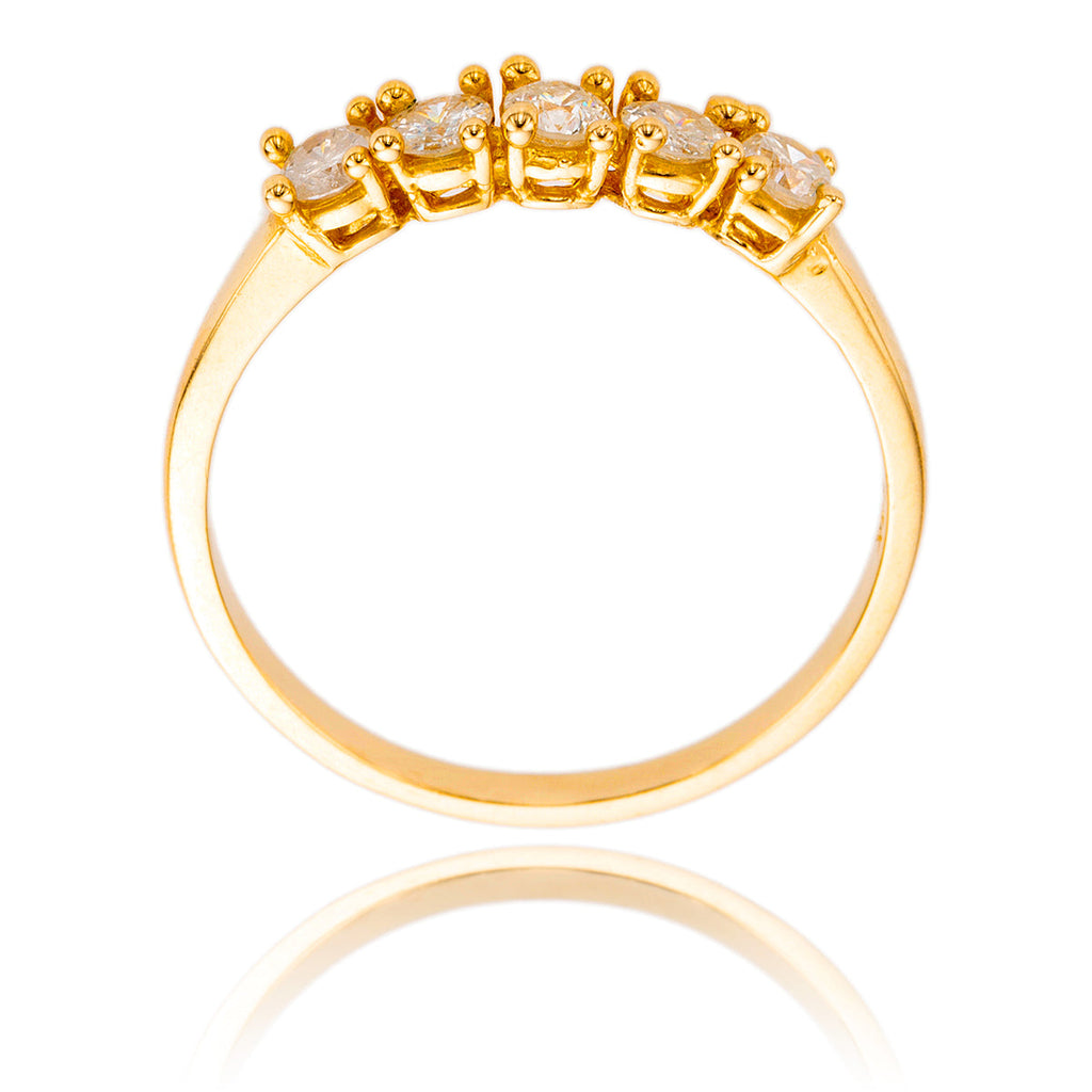 14K Yellow Gold 5-Stone Across Diamond Ring Default Title