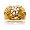 18K Yellow Gold Diamond Cluster Ring With Twist Ribbed Band Default Title