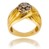 18K Yellow Gold Diamond Cluster Ring With Twist Ribbed Band Default Title