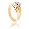 14K Yellow & White Gold Reverse Diamond Cluster & Sapphire Double Shank Ring Default Title