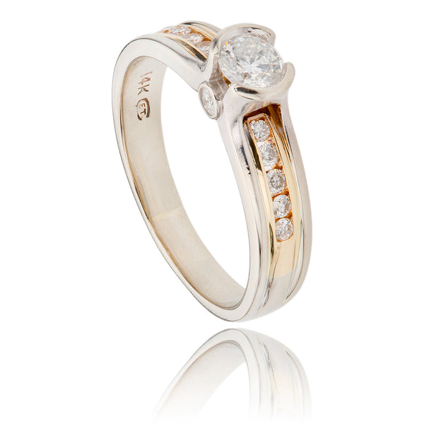 14K White & Yellow Gold .30ct Diamond Ring With Shoulder Stones, .50ctw Default Title