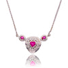 18K White Gold Ruby & Diamond Heart Necklace Default Title