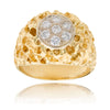 14K Yellow & White  Diamond  Cluster Ring With Nugget Band Default Title