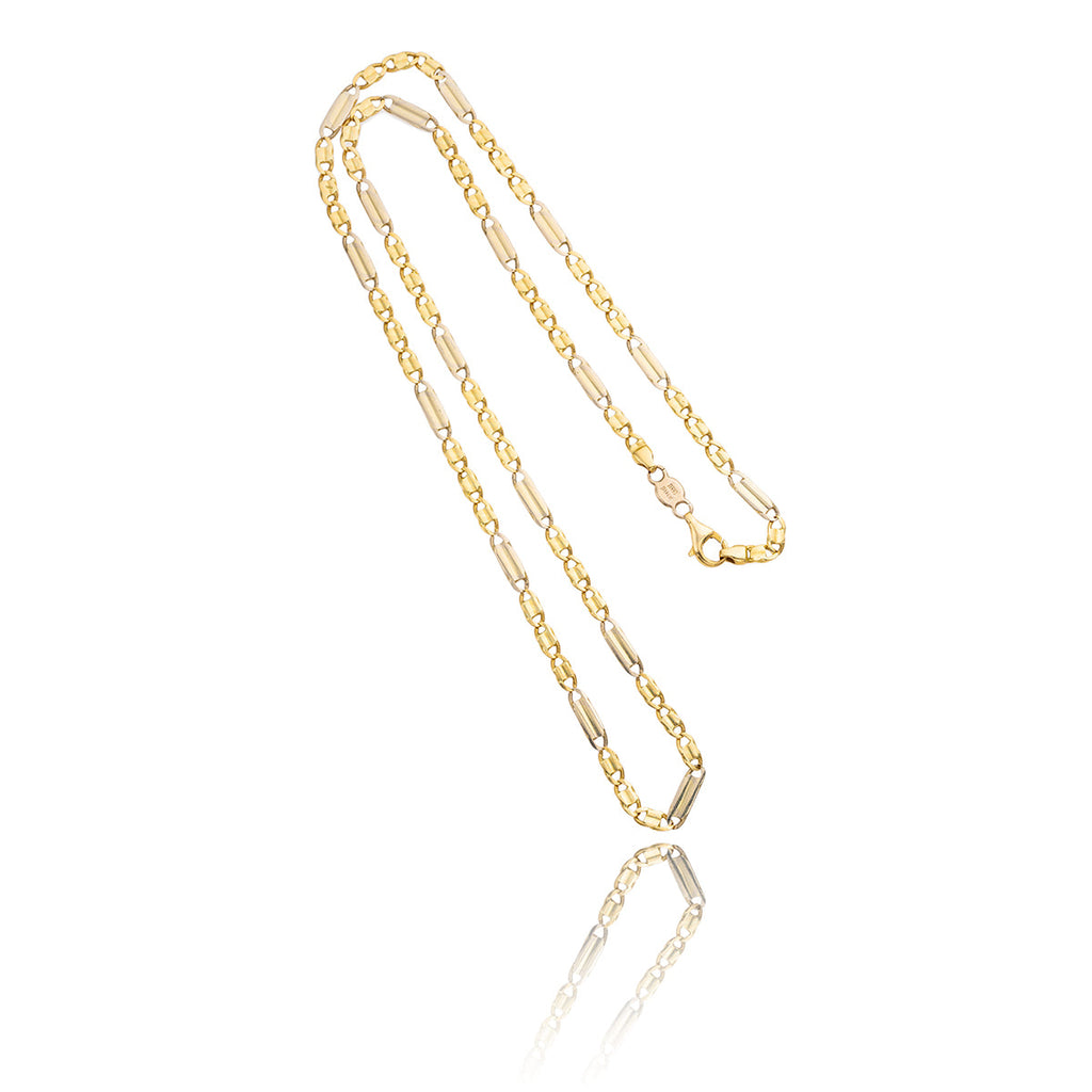 14K Yellow & White 22" Bar Figaro Style Chain Default Title