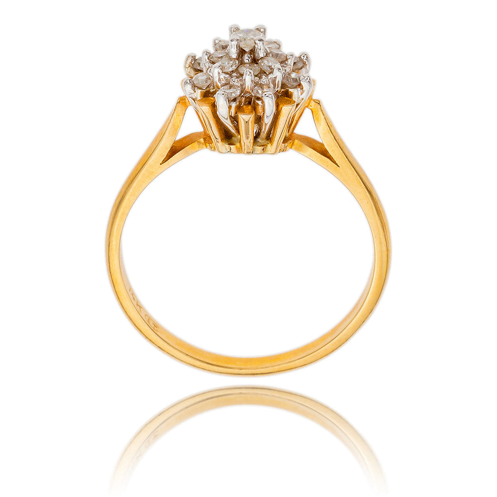 14K Yellow & White Gold Diamond Cluster Ring Default Title