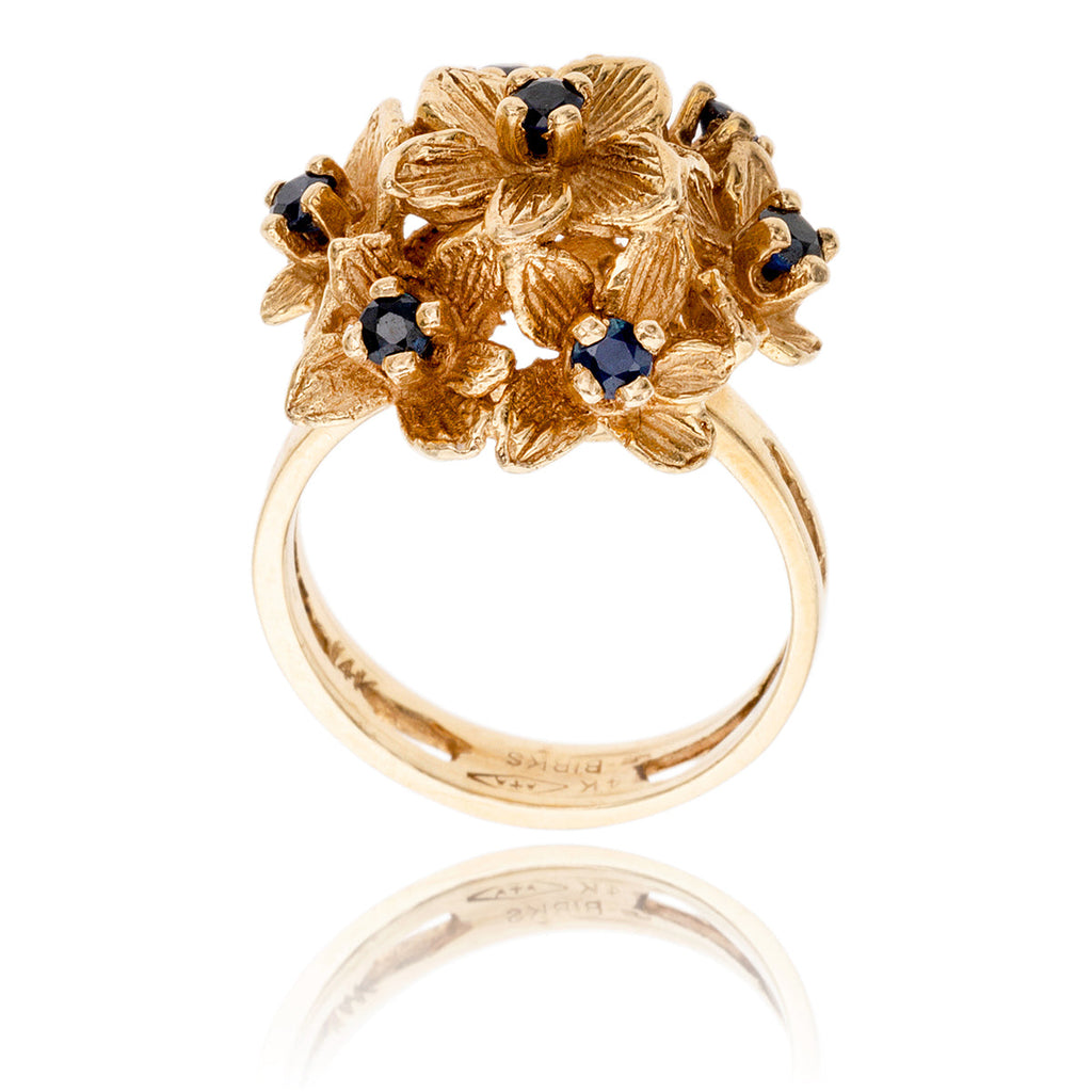 14K Yellow Gold Sapphire Flower Ring Default Title
