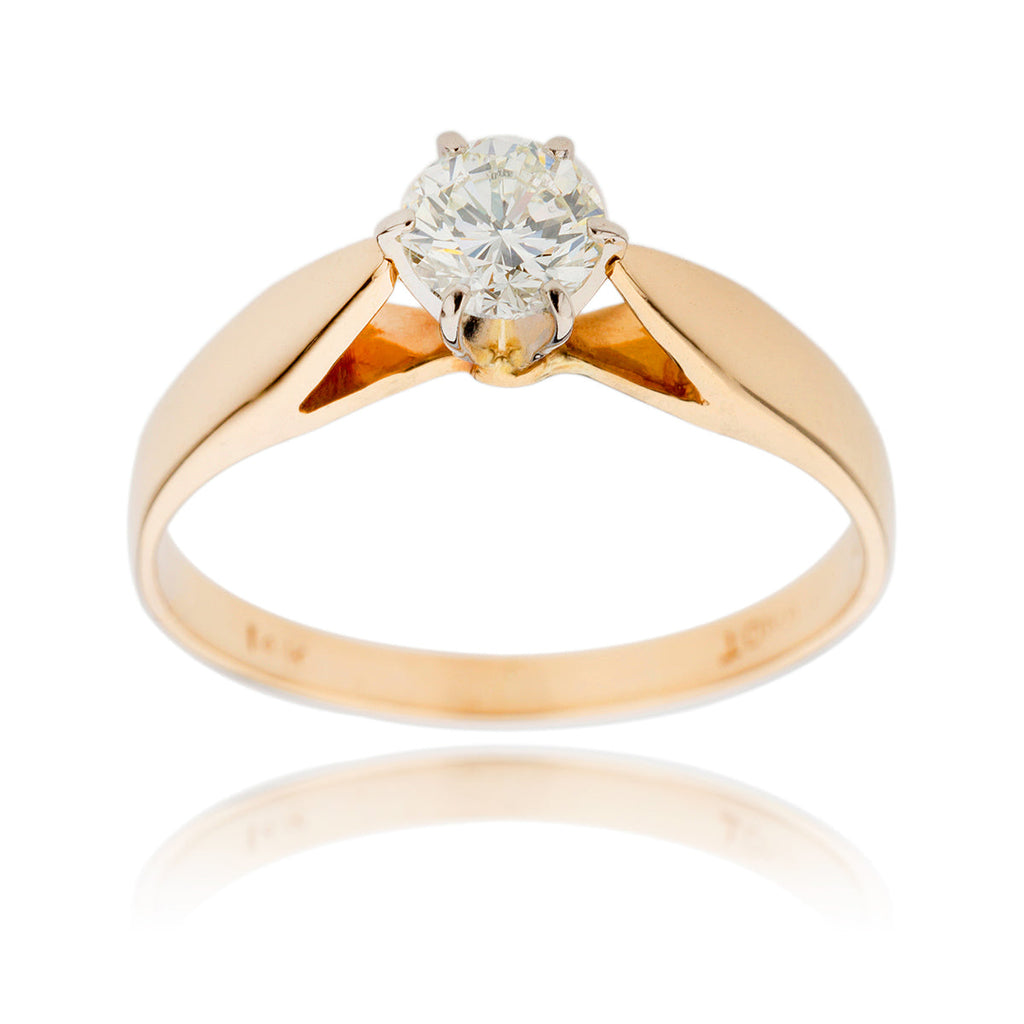 14K Yellow & White Gold .52ct Solitaire Diamond Ring Default Title