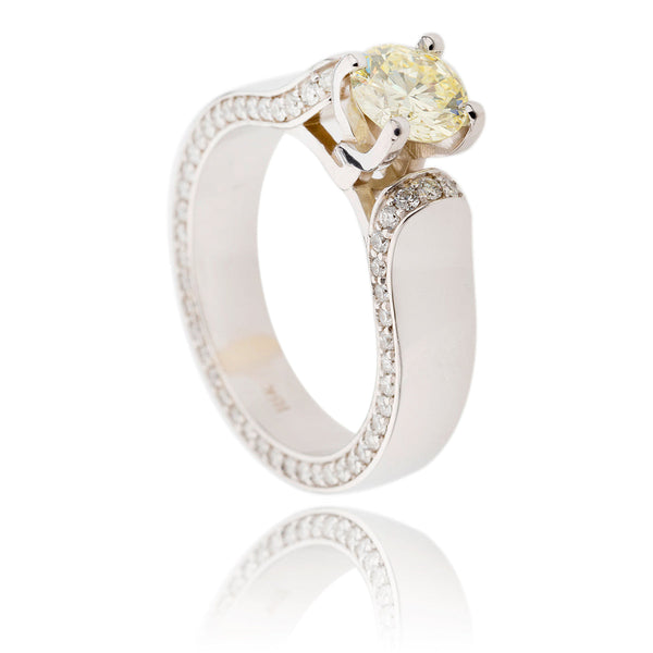 18K White Gold .95ct Diamond Ring With Shoulder & Band Enhancements, 1.75ctw Default Title