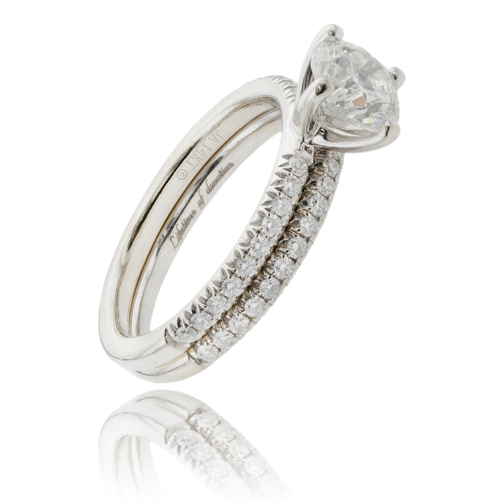 14K White Gold .92ct Solitaire Ring With 18K White Match Band, 1.22ctw Default Title