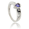 14K White Gold Pear Tanzanite & Gypsy-Set Diamond Ring Default Title