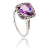 10K White Gold Square Amethyst & Cubic Zirconia Ring Default Title