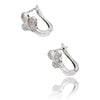 18K White Gold Fancy Leaf Design Earrings With Cubic Zirconia's Default Title
