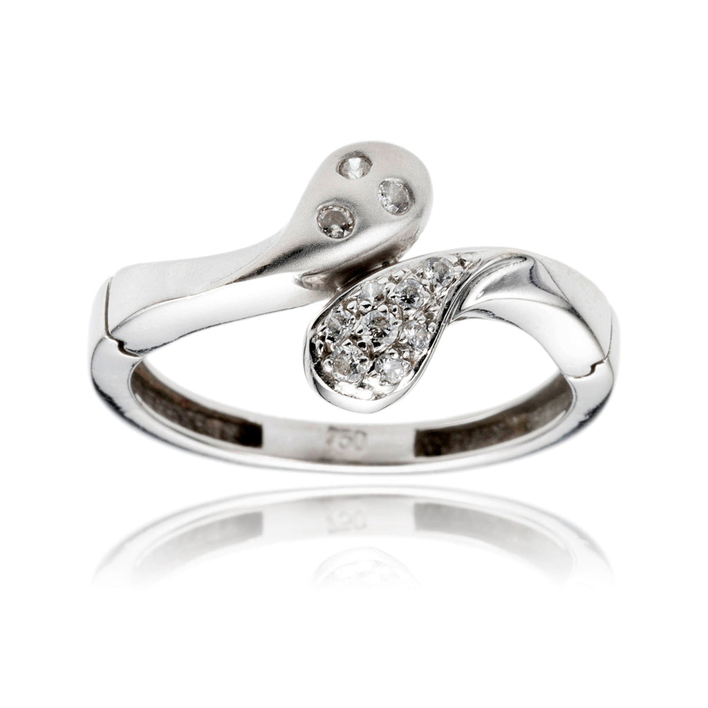 18K White Gold Fancy Leaf Design Ring With Cubic Zirconia's Default Title