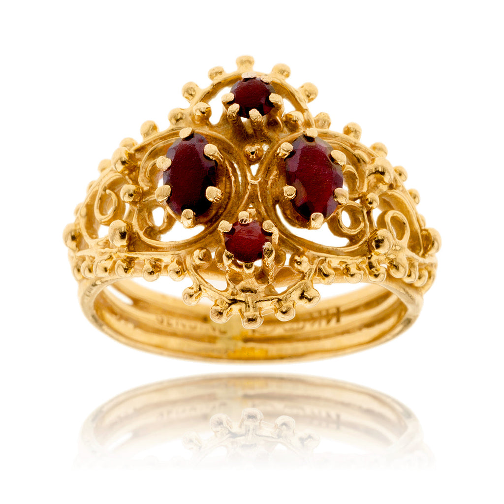 14K Yellow Gold Etruscan Style Garnet Ring Default Title