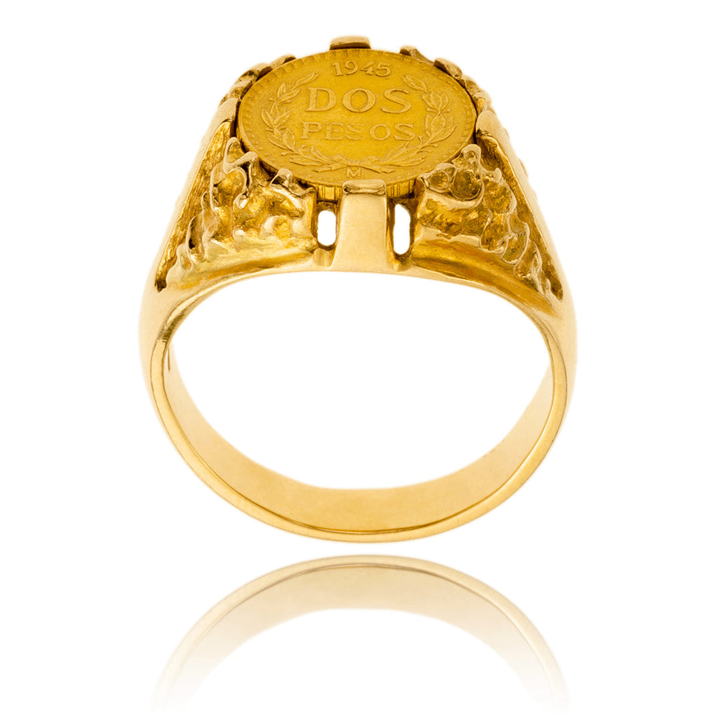 2 Peso Coin Ring With 18K Yellow Gold Setting Default Title