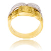 18K Yellow & White Gold  Ribbed Wave Ring Default Title