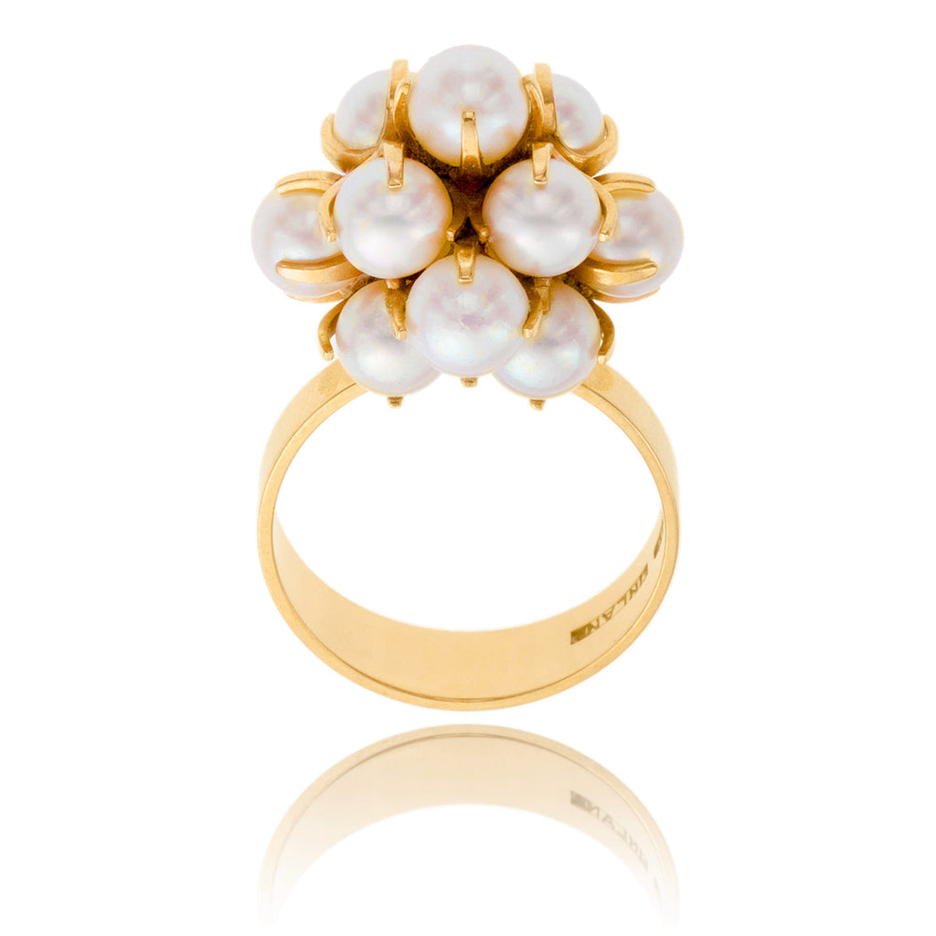 14K Yellow Gold Pearl Cluster Ring Default Title