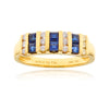 18K Yellow Gold Vertically-Set Sapphire & Diamond Multiple Row Ring Default Title