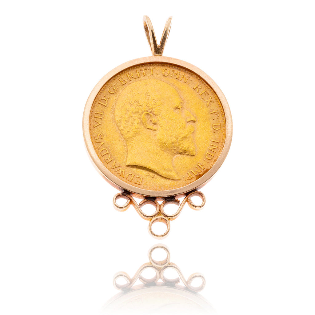 22K Yellow Gold 1/2 Sovereign Coin With 14K Yellow Gold Frame Pendant Default Title