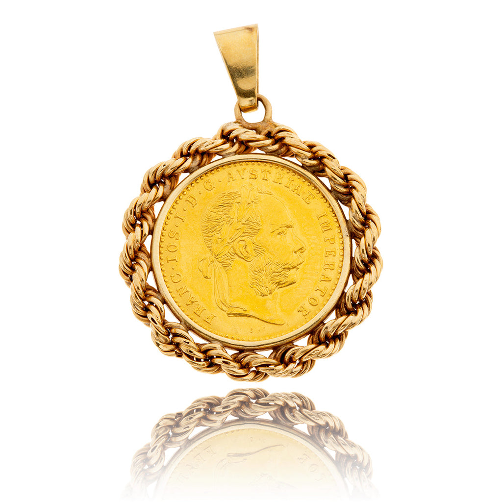 1 Ducat Gold Coin Pendant with 14KT Yelow Gold Frame Default Title