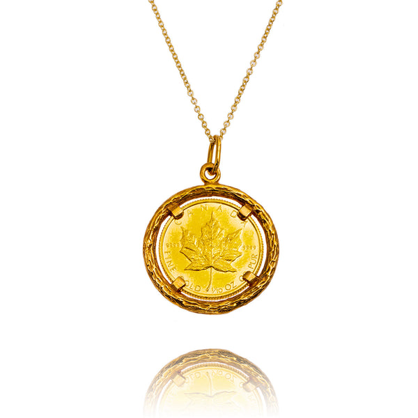 1/10oz Canadian Maple Pendant with 14KT Yellow Gold Bezel & Chain Default Title