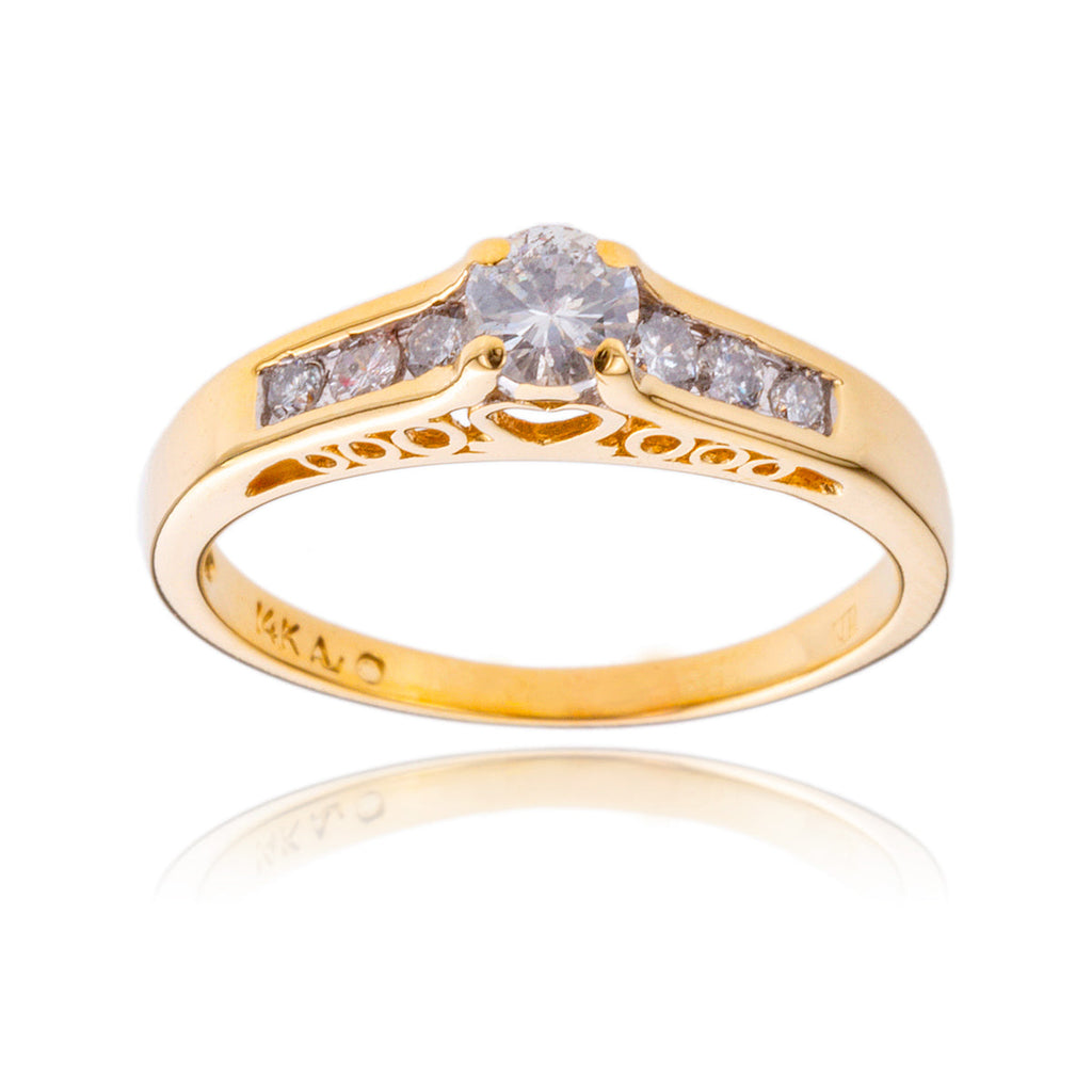 14K  Yellow Gold Diamond Ring With Diamond Band Default Title