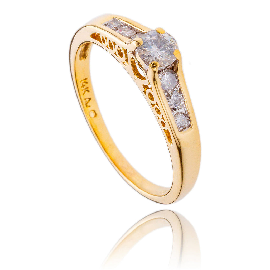 14K  Yellow Gold Diamond Ring With Diamond Band Default Title