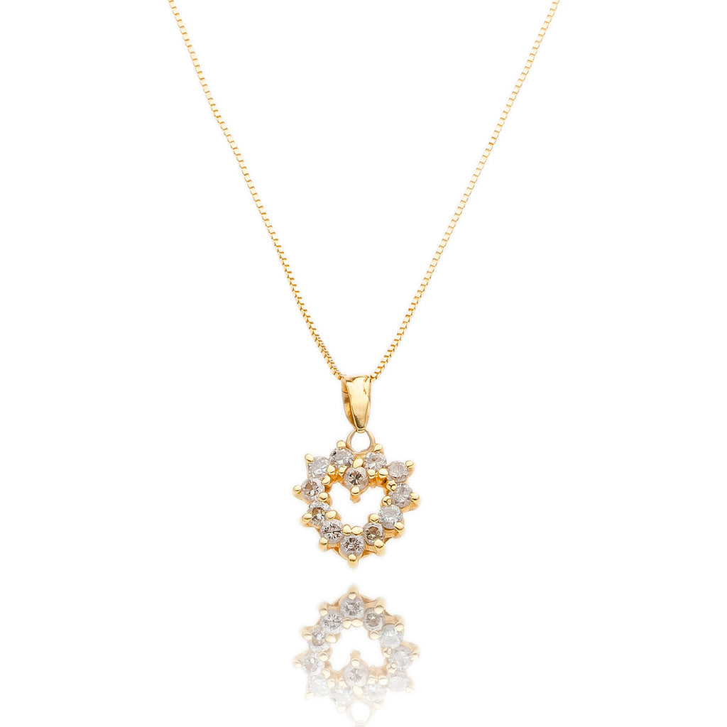 14K Yellow Gold Diamond Heart Pendant Default Title