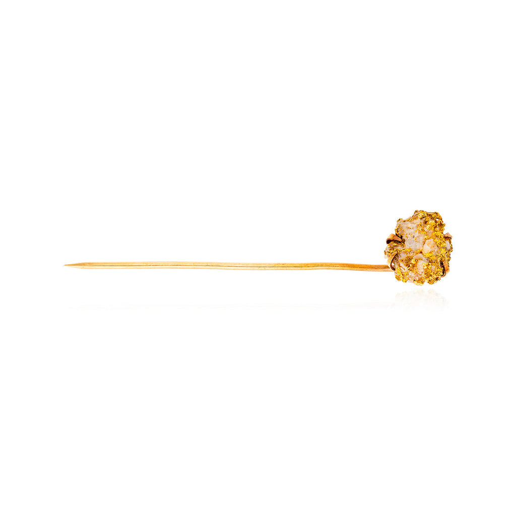 14K Yellow Gold Vintage Quartz Nugget Stick Pin Default Title