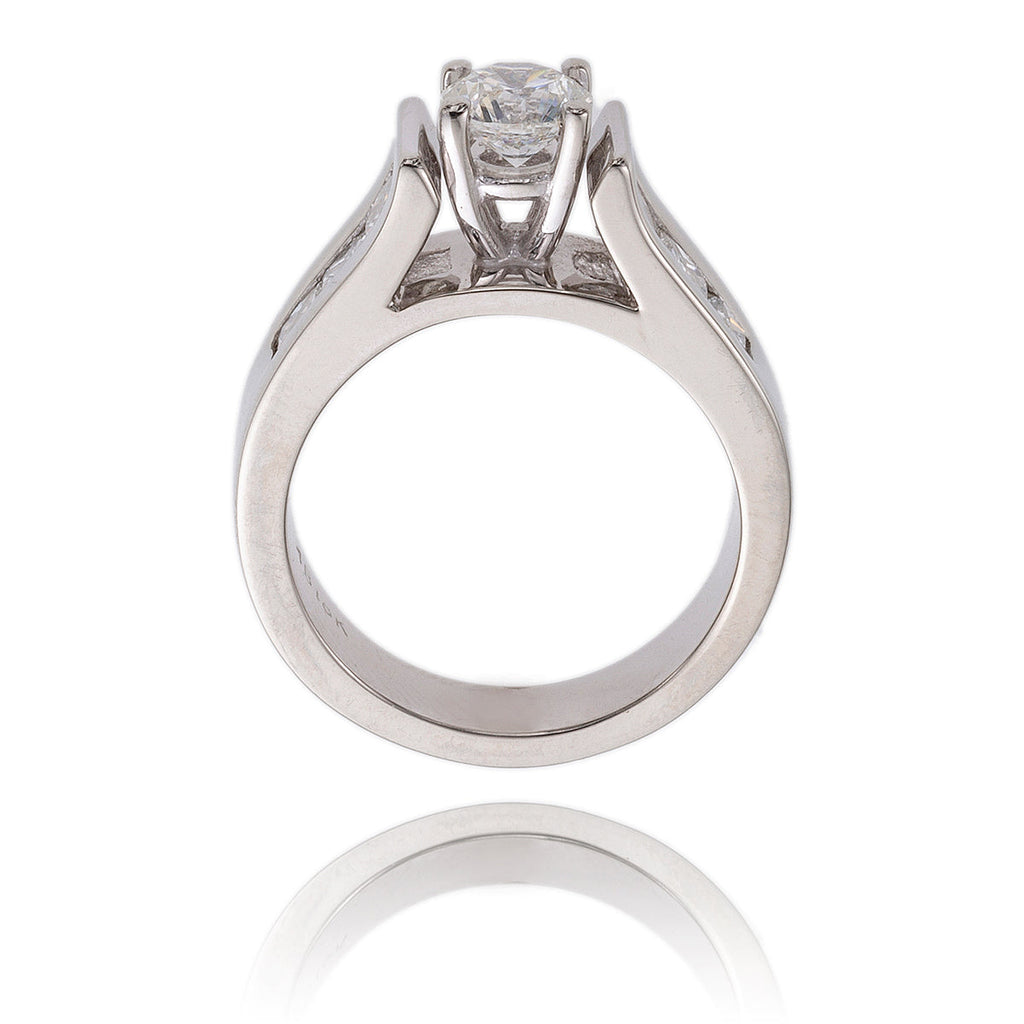 14K White Gold Diamond Solitaire Ring With Princess Shoulders Default Title